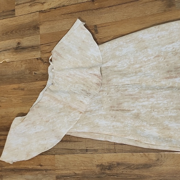 BCBGeneration Tan Cream Asymmetrical Ruffled Sheath Dress - Picture 8 of 9